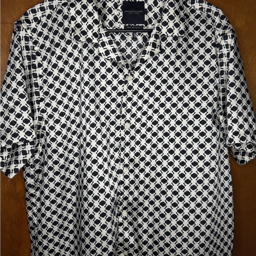 Denim & Flower Men's Black and White Geometric Shirt